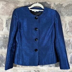 Jones Studio Separates Blue Blazer Woman's 4 Black Buttons Career Corpcore Party